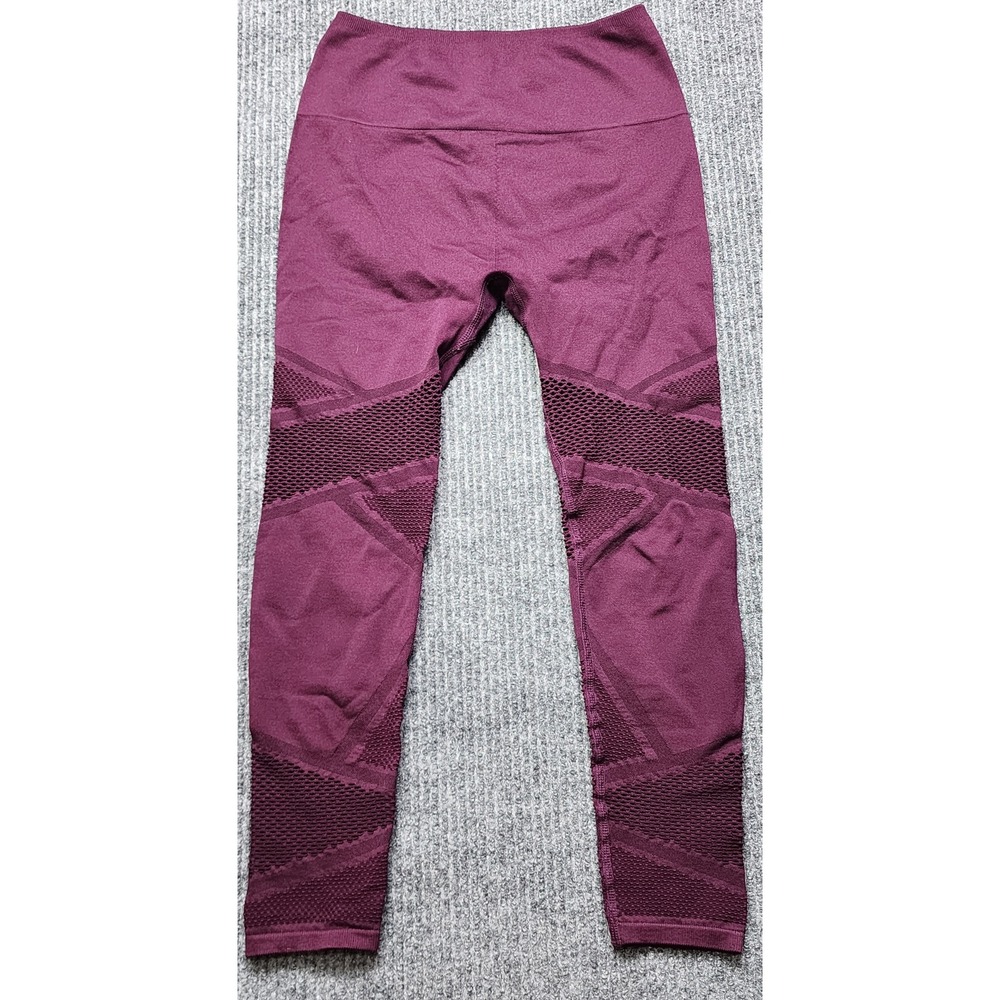 Fabletics Womens Small Burgundy Seamless Mesh Panel Yoga Leggings LG1933900-6810
